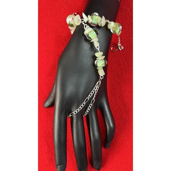 Jade and Beads Stones and Silver Slave Bracelet From Perú - Picture 2 of 2